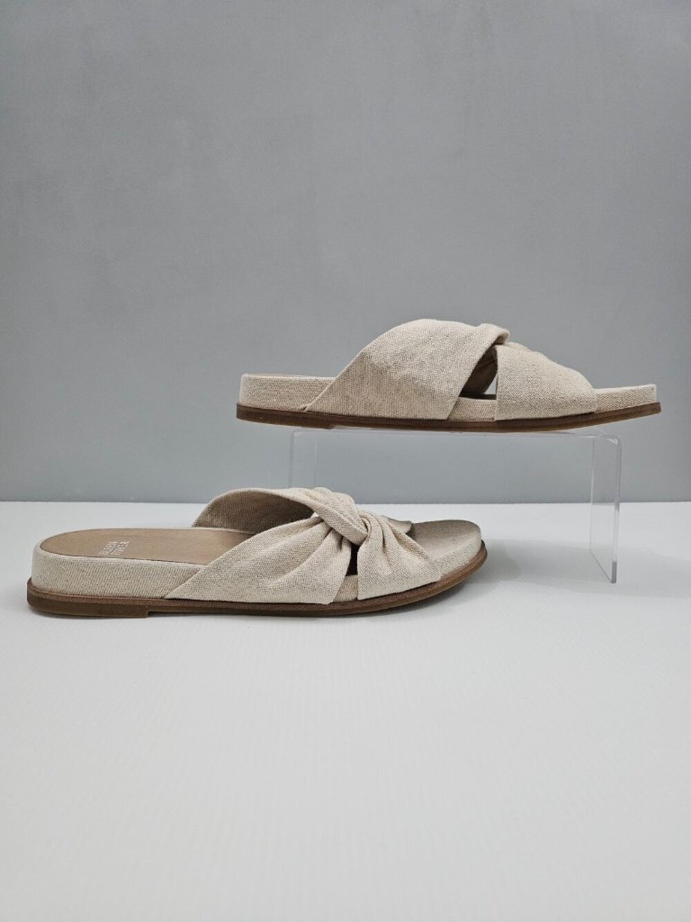 Eileen Fisher Dello Knot Slide Sandals Womens 11 Linen Natural Comfort Minimal - Picture 3 of 13